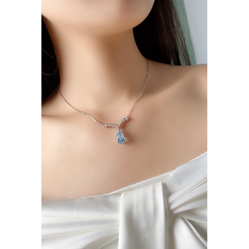 Ruif Jewelry Classic Design S925 Silver 5.59ct Lab Grown Aquamarine Pendant Necklace Gemstone Jewelry Ruif Jewelry Classic Design S925 Silver 5.59ct Lab Grown Aquamarine Pendant Necklace Gemstone Jewelry