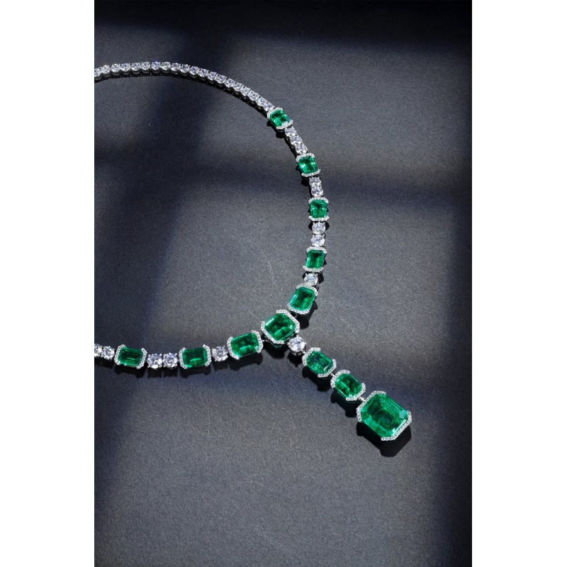 Ruif Jewelry Classic Design S925 Silver 38.35ct Lab Grown Emerald Pendant Necklace Gemstone Jewelry