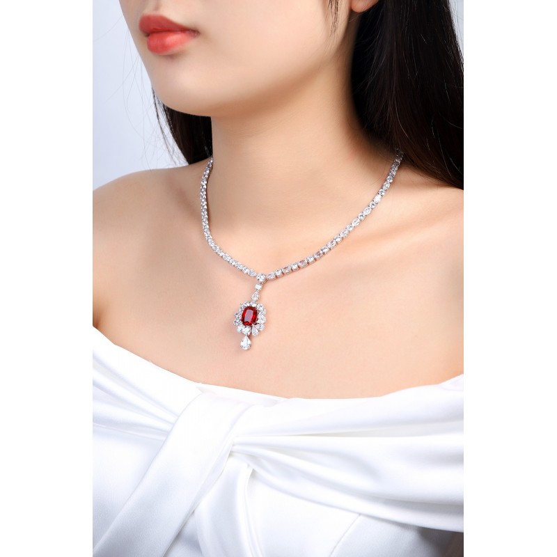 Ruif Jewelry Classic Design S925 Silver 7.05ct Lab Grown Ruby Pendant Necklace Gemstone Jewelry Ruif Jewelry Classic Design S925 Silver 7.05ct Lab Grown Ruby Pendant Necklace Gemstone Jewelry