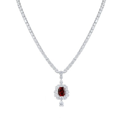 Ruif Jewelry Classic Design S925 Silver 7.05ct Lab Grown Ruby Pendant Necklace Gemstone Jewelry