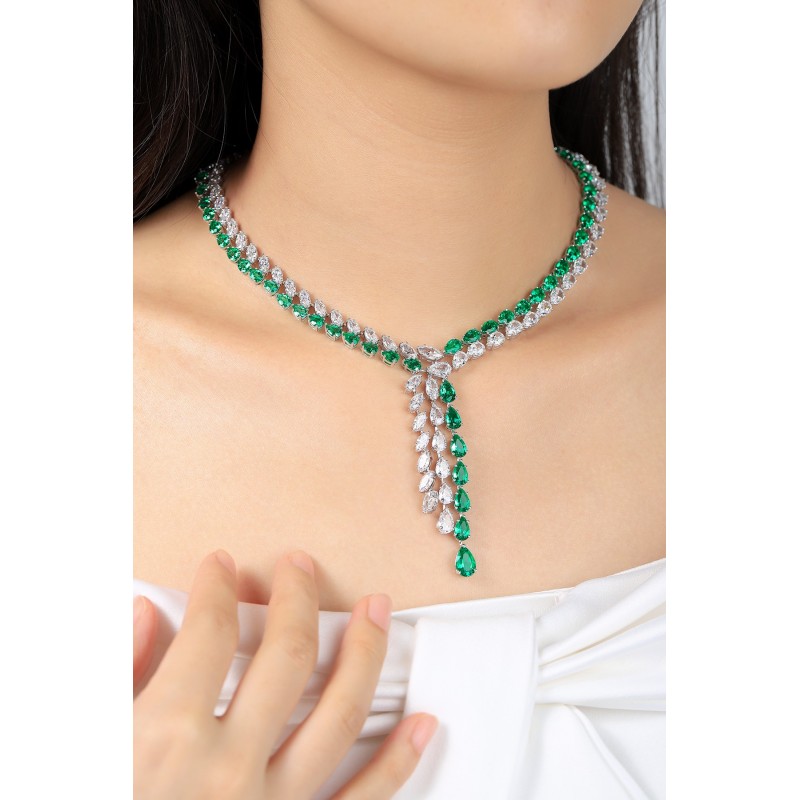 Ruif Jewelry Classic Design S925 Silver 31.16ct Lab Grown Emerald Pendant Necklace Gemstone Jewelry