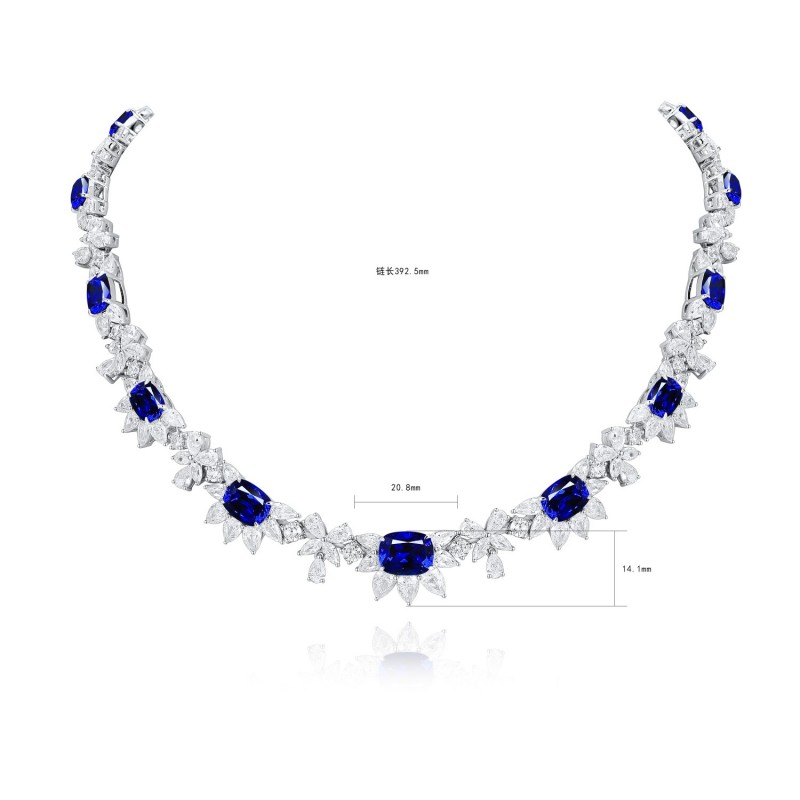 Ruif Jewelry Classic Design S925 Silver 28.49ct Royal Blue Lab Grown Sapphire Pendant Necklace Gemstone Jewelry Ruif Jewelry Classic Design S925 Silver 28.49ct Royal Blue Lab Grown Sapphire Pendant Necklace Gemstone Jewelry