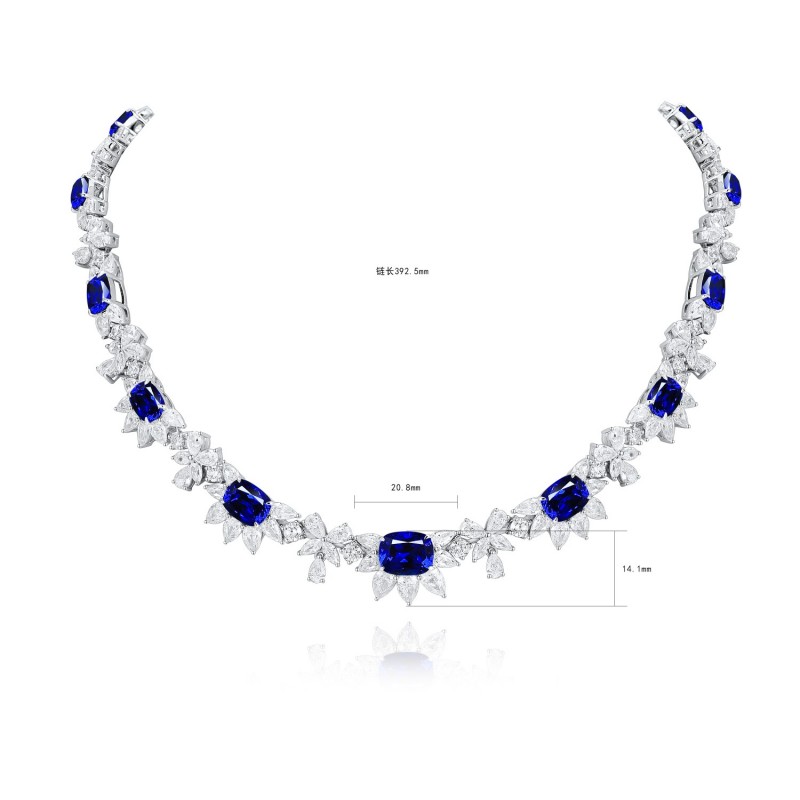 Ruif  Jewelry Classic Design S925 Silver 28.49ct Royal Blue Lab Grown Sapphire Pendant Necklace Gemstone Jewelry