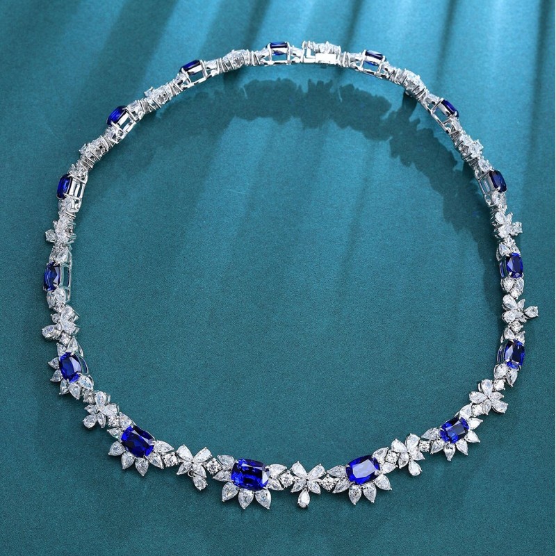 Ruif Jewelry Classic Design S925 Silver 28.49ct Royal Blue Lab Grown Sapphire Pendant Necklace Gemstone Jewelry Ruif Jewelry Classic Design S925 Silver 28.49ct Royal Blue Lab Grown Sapphire Pendant Necklace Gemstone Jewelry