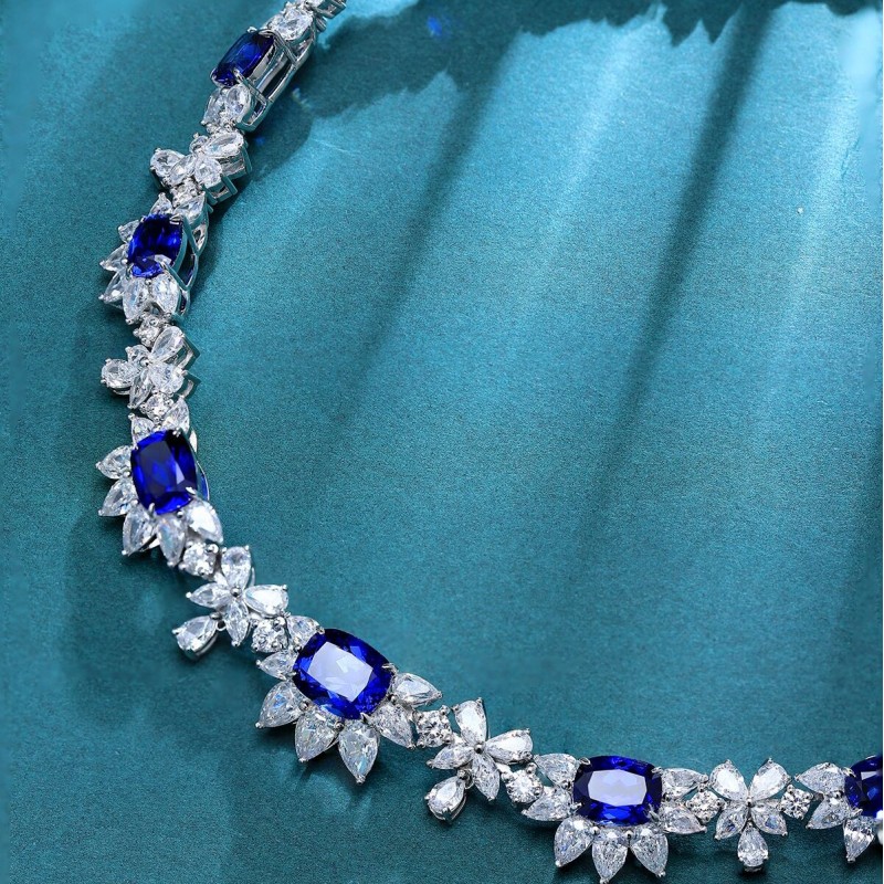 Ruif Jewelry Classic Design S925 Silver 28.49ct Royal Blue Lab Grown Sapphire Pendant Necklace Gemstone Jewelry Ruif Jewelry Classic Design S925 Silver 28.49ct Royal Blue Lab Grown Sapphire Pendant Necklace Gemstone Jewelry
