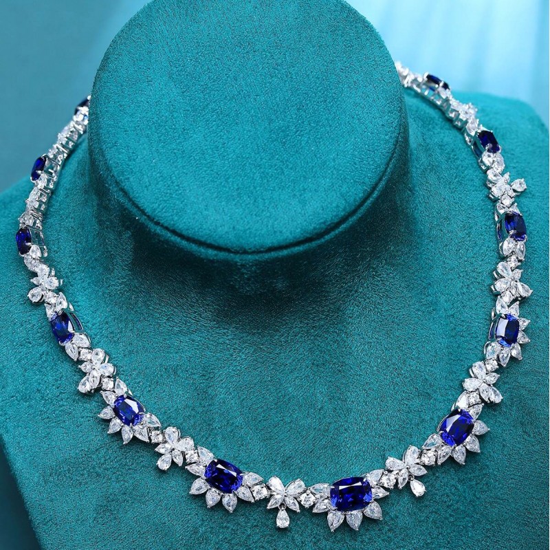Ruif Jewelry Classic Design S925 Silver 28.49ct Royal Blue Lab Grown Sapphire Pendant Necklace Gemstone Jewelry Ruif Jewelry Classic Design S925 Silver 28.49ct Royal Blue Lab Grown Sapphire Pendant Necklace Gemstone Jewelry