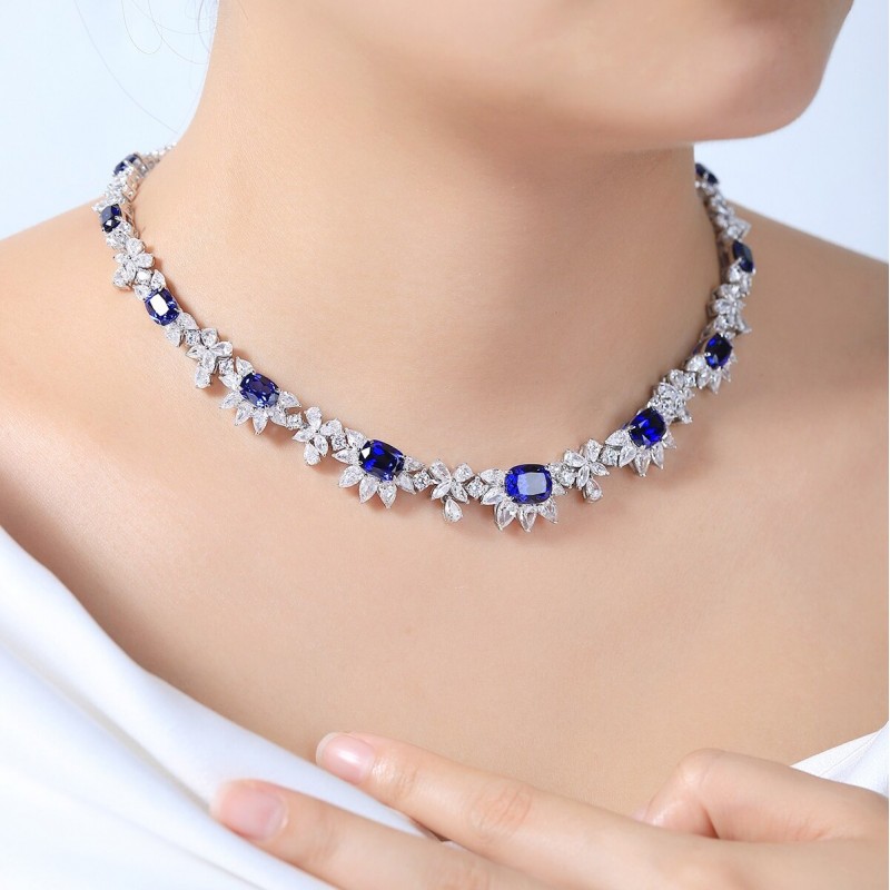 Ruif  Jewelry Classic Design S925 Silver 28.49ct Royal Blue Lab Grown Sapphire Pendant Necklace Gemstone Jewelry