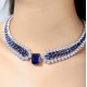 Ruif  Jewelry Classic Design S925 Silver 21.81ct Royal Blue Lab Grown Sapphire Pendant Necklace Gemstone Jewelry