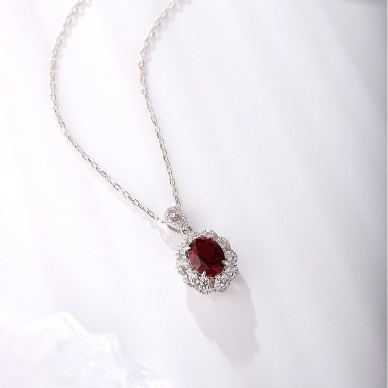 Ruif Jewelry Classic Design S925 Silver 1.75ct Lab Grown Emerald Pendant Necklace royal blue sapphire Red Ruby Gemstone Jewelry Ruif Jewelry Classic Design S925 Silver 1.75ct Lab Grown Emerald Pendant Necklace royal blue sapphire Red Ruby Gemstone Jewelry