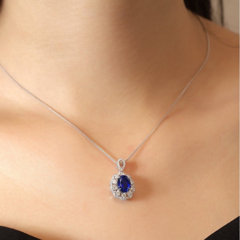Ruif Jewelry Classic Design S925 Silver 1.75ct Lab Grown Emerald Pendant Necklace royal blue sapphire Red Ruby Gemstone Jewelry Ruif Jewelry Classic Design S925 Silver 1.75ct Lab Grown Emerald Pendant Necklace royal blue sapphire Red Ruby Gemstone Jewelry