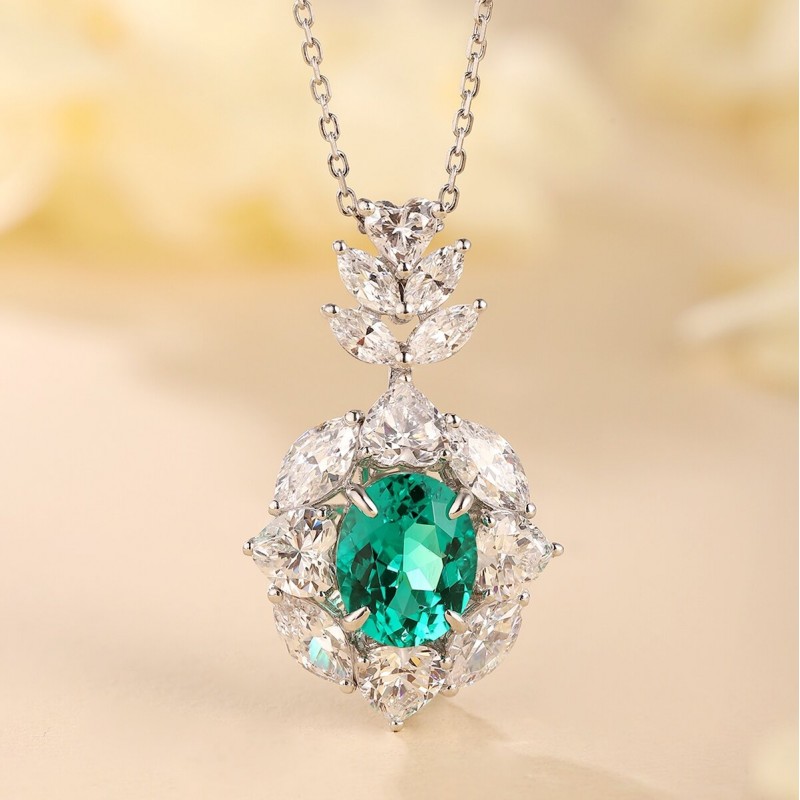 Ruif Jewelry Classic Design S925 Silver 2.45ct Lab Grown Emerald Pendant Necklace royal blue sapphire Red Ruby Gemstone Jewelry Ruif Jewelry Classic Design S925 Silver 2.45ct Lab Grown Emerald Pendant Necklace royal blue sapphire Red Ruby Gemstone Jewelry