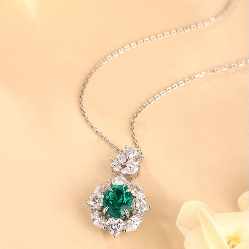 Ruif Jewelry Classic Design S925 Silver 2.45ct Lab Grown Emerald Pendant Necklace royal blue sapphire Red Ruby Gemstone Jewelry Ruif Jewelry Classic Design S925 Silver 2.45ct Lab Grown Emerald Pendant Necklace royal blue sapphire Red Ruby Gemstone Jewelry