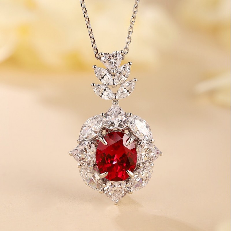 Ruif Jewelry Classic Design S925 Silver 2.45ct Lab Grown Emerald Pendant Necklace royal blue sapphire Red Ruby Gemstone Jewelry Ruif Jewelry Classic Design S925 Silver 2.45ct Lab Grown Emerald Pendant Necklace royal blue sapphire Red Ruby Gemstone Jewelry