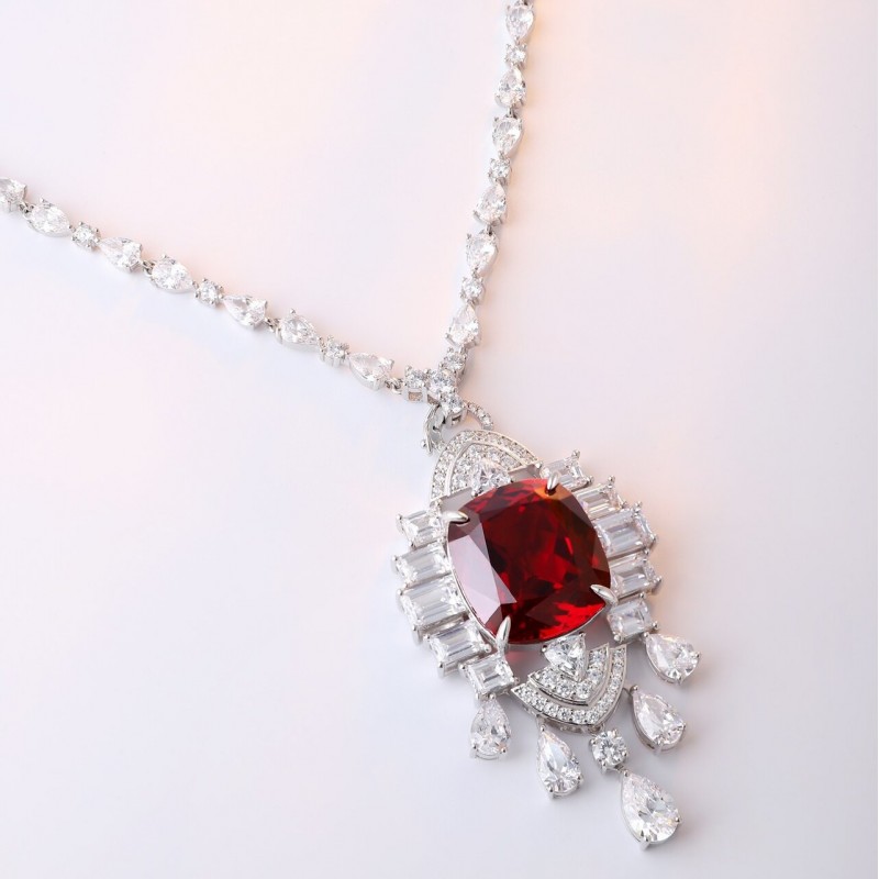 Ruif Jewelry Classic Design S925 Silver 33.67ct Lab Grown Ruby Pendant Necklace Gemstone Jewelry Ruif Jewelry Classic Design S925 Silver 33.67ct Lab Grown Ruby Pendant Necklace Gemstone Jewelry