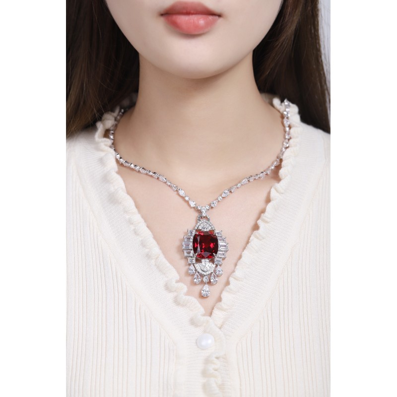 Ruif Jewelry Classic Design S925 Silver 33.67ct Lab Grown Ruby Pendant Necklace Gemstone Jewelry Ruif Jewelry Classic Design S925 Silver 33.67ct Lab Grown Ruby Pendant Necklace Gemstone Jewelry