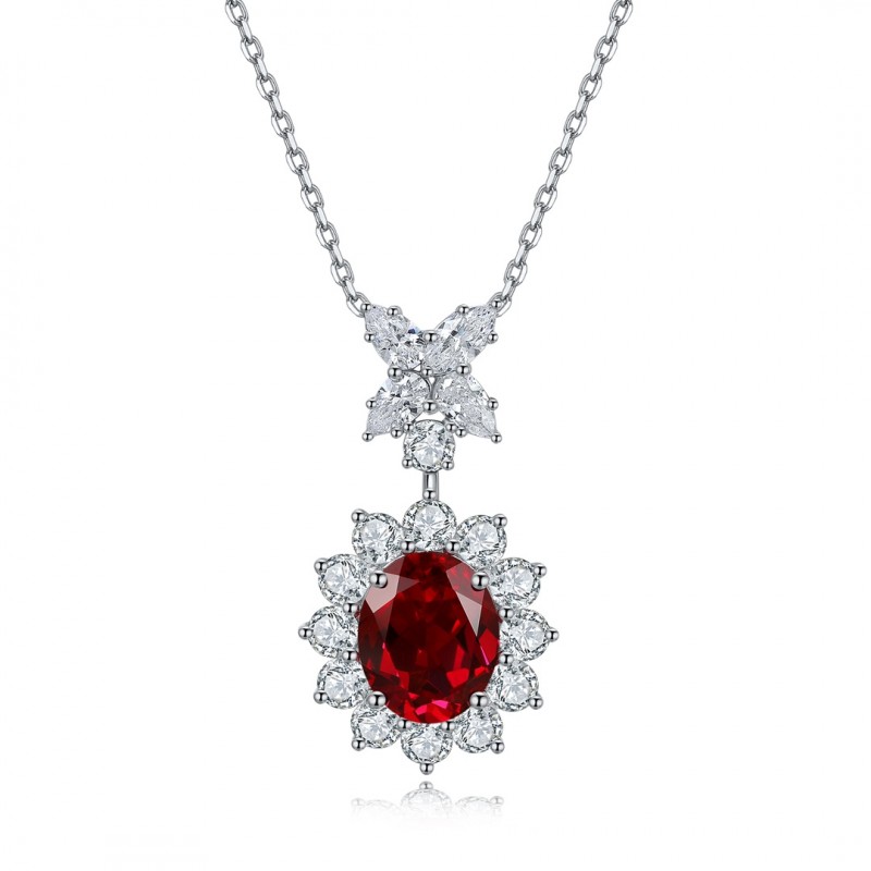Ruif Jewelry Classic Design S925 Silver 3.42ct Lab Grown Emerald Pendant Necklace royal blue sapphire Red Ruby Gemstone Jewelry Ruif Jewelry Classic Design S925 Silver 3.42ct Lab Grown Emerald Pendant Necklace royal blue sapphire Red Ruby Gemstone Jewelry