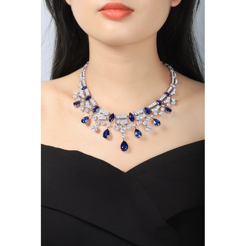Ruif Jewelry Classic Design S925 Silver 49.99ct Royal Blue Lab Grown Sapphire Pendant Necklace Gemstone Jewelry Ruif Jewelry Classic Design S925 Silver 49.99ct Royal Blue Lab Grown Sapphire Pendant Necklace Gemstone Jewelry