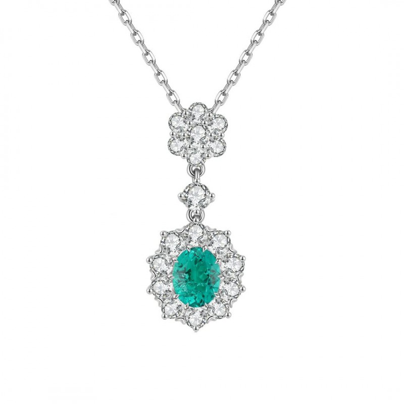 Ruif Jewelry Classic Design S925 Silver 1.78ct Lab Grown Emerald Sapphire And Ruby Pendant Necklace Gemstone Jewelry
