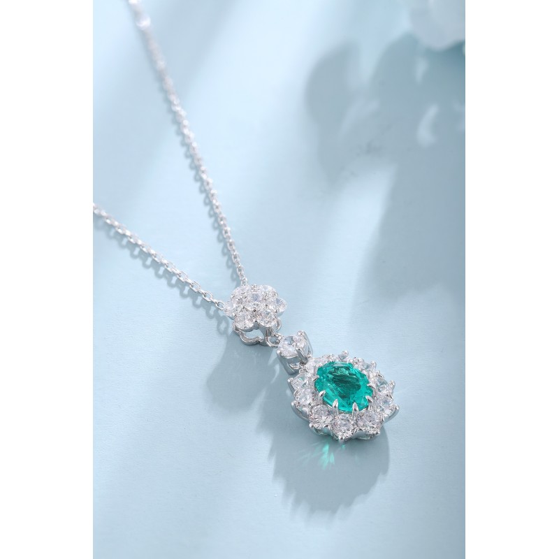 Ruif Jewelry Classic Design S925 Silver 1.78ct Lab Grown Emerald Sapphire And Ruby Pendant Necklace Gemstone Jewelry