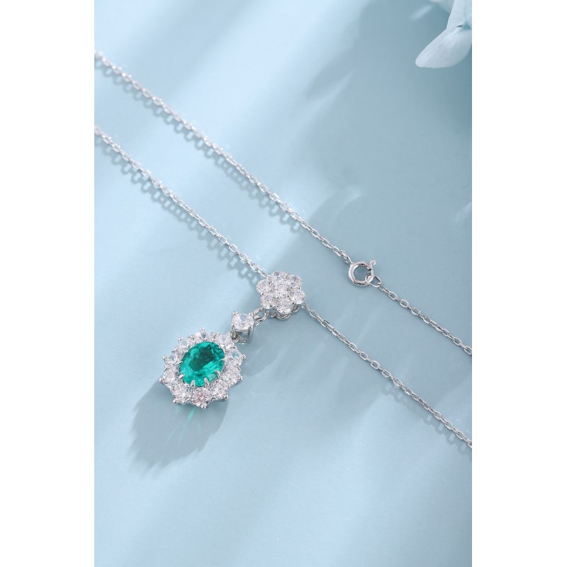 Ruif Jewelry Classic Design S925 Silver 1.78ct Lab Grown Emerald Sapphire And Ruby Pendant Necklace Gemstone Jewelry