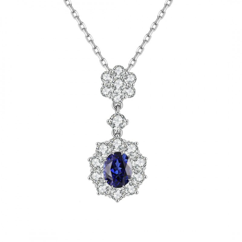 Ruif Jewelry Classic Design S925 Silver 1.78ct Lab Grown Emerald Sapphire And Ruby Pendant Necklace Gemstone Jewelry