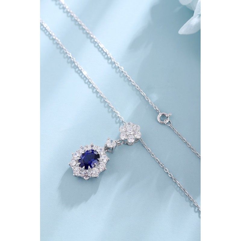 Ruif Jewelry Classic Design S925 Silver 1.78ct Lab Grown Emerald Sapphire And Ruby Pendant Necklace Gemstone Jewelry