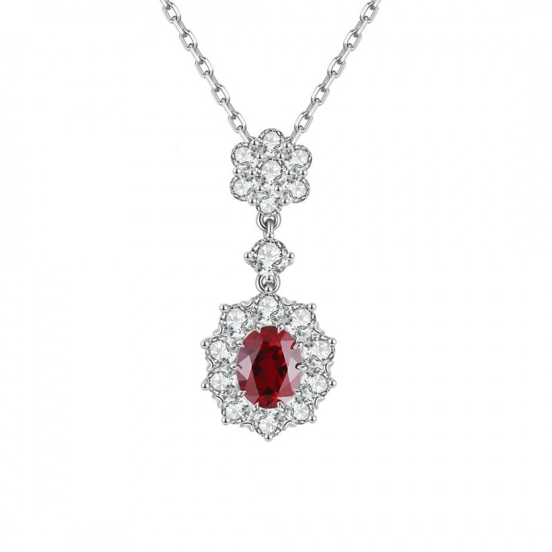 Ruif Jewelry Classic Design S925 Silver 1.78ct Lab Grown Emerald Sapphire And Ruby Pendant Necklace Gemstone Jewelry