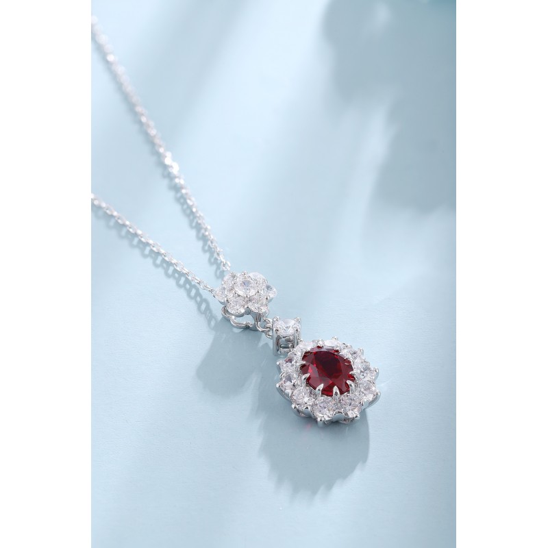 Ruif Jewelry Classic Design S925 Silver 1.78ct Lab Grown Emerald Sapphire And Ruby Pendant Necklace Gemstone Jewelry