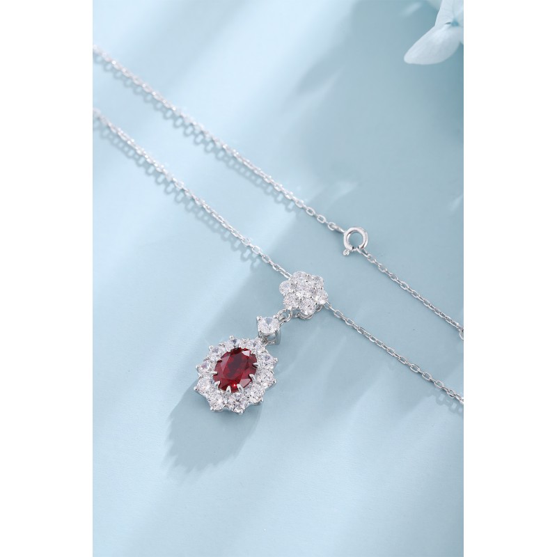 Ruif Jewelry Classic Design S925 Silver 1.78ct Lab Grown Emerald Sapphire And Ruby Pendant Necklace Gemstone Jewelry