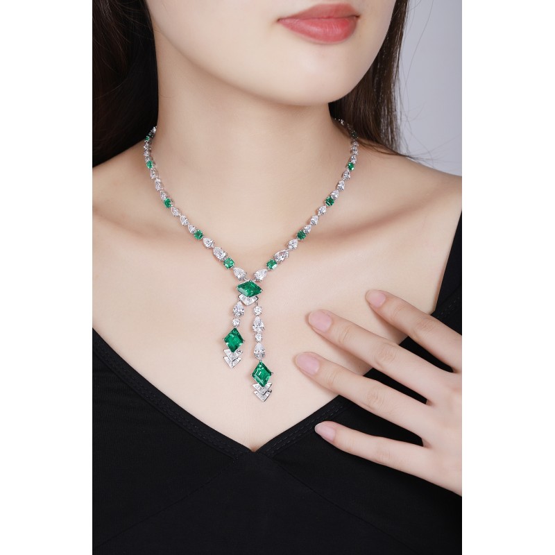 Ruif Jewelry Classic Design S925 Silver 16.56ct Lab Grown Emerald Pendant Necklace Gemstone Jewelry Ruif Jewelry Classic Design S925 Silver 16.56ct Lab Grown Emerald Pendant Necklace Gemstone Jewelry