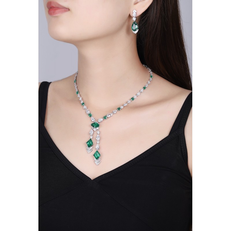 Ruif Jewelry Classic Design S925 Silver 16.56ct Lab Grown Emerald Pendant Necklace Gemstone Jewelry Ruif Jewelry Classic Design S925 Silver 16.56ct Lab Grown Emerald Pendant Necklace Gemstone Jewelry