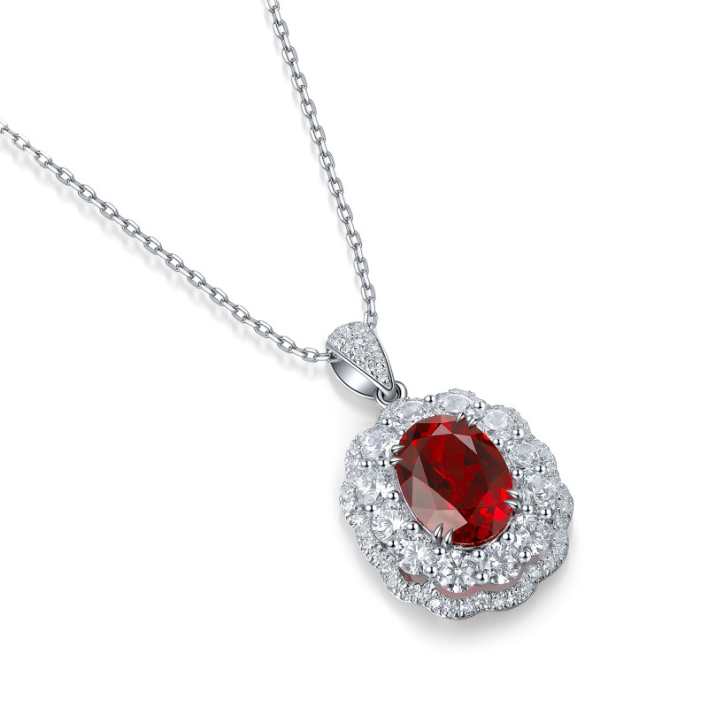 Ruif Jewelry Classic Design S925 Silver 3.0ct Lab Grown Ruby Pendant Necklace Gemstone Jewelry Ruif Jewelry Classic Design S925 Silver 3.0ct Lab Grown Ruby Pendant Necklace Gemstone Jewelry