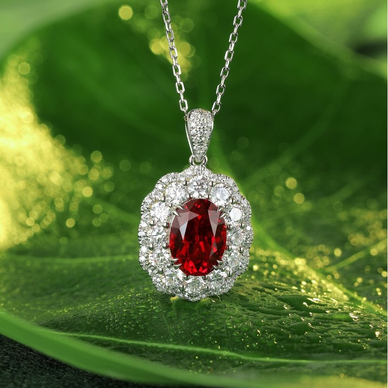 Ruif Jewelry Classic Design S925 Silver 3.0ct Lab Grown Ruby Pendant Necklace Gemstone Jewelry Ruif Jewelry Classic Design S925 Silver 3.0ct Lab Grown Ruby Pendant Necklace Gemstone Jewelry