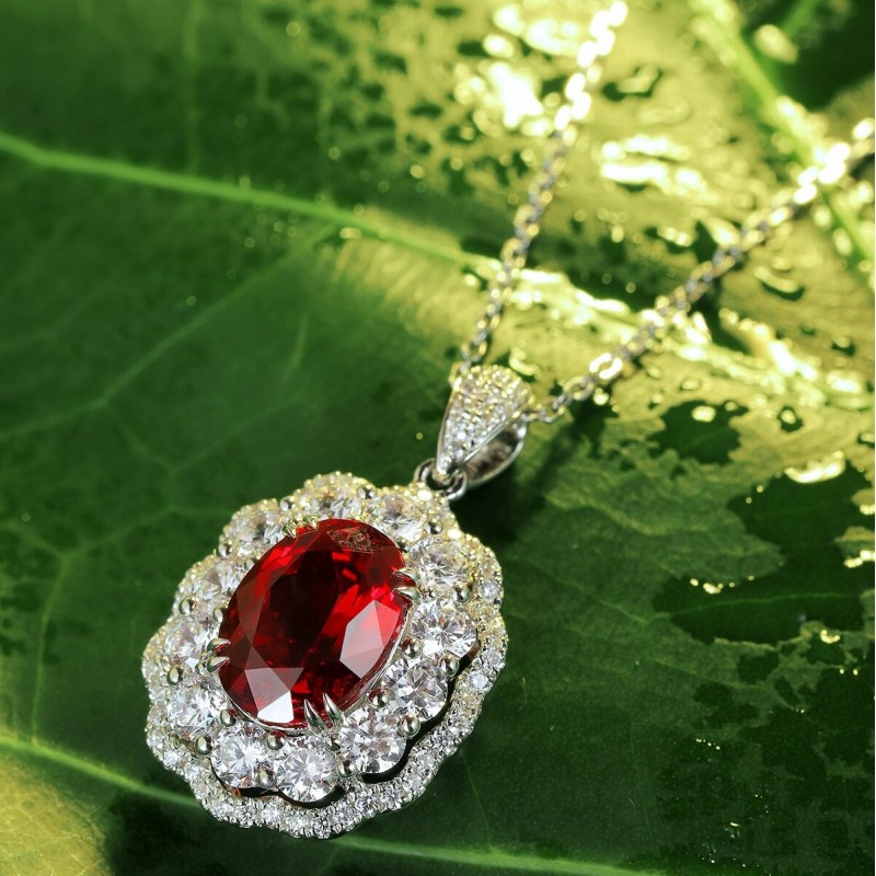Ruif Jewelry Classic Design S925 Silver 3.0ct Lab Grown Ruby Pendant Necklace Gemstone Jewelry Ruif Jewelry Classic Design S925 Silver 3.0ct Lab Grown Ruby Pendant Necklace Gemstone Jewelry