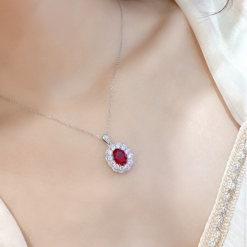 Ruif Jewelry Classic Design S925 Silver 3.0ct Lab Grown Ruby Pendant Necklace Gemstone Jewelry Ruif Jewelry Classic Design S925 Silver 3.0ct Lab Grown Ruby Pendant Necklace Gemstone Jewelry