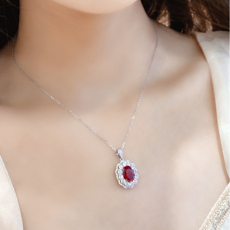 Ruif Jewelry Classic Design S925 Silver 3.0ct Lab Grown Ruby Pendant Necklace Gemstone Jewelry Ruif Jewelry Classic Design S925 Silver 3.0ct Lab Grown Ruby Pendant Necklace Gemstone Jewelry