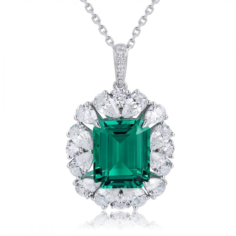 Ruif Jewelry Classic Design S925 Silver 4.38ct Lab Grown Emerald Pendant Necklace Gemstone Jewelry Ruif Jewelry Classic Design S925 Silver 4.38ct Lab Grown Emerald Pendant Necklace Gemstone Jewelry