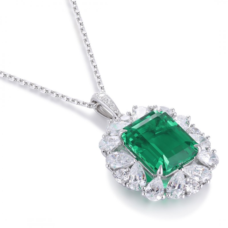 Ruif Jewelry Classic Design S925 Silver 4.38ct Lab Grown Emerald Pendant Necklace Gemstone Jewelry Ruif Jewelry Classic Design S925 Silver 4.38ct Lab Grown Emerald Pendant Necklace Gemstone Jewelry