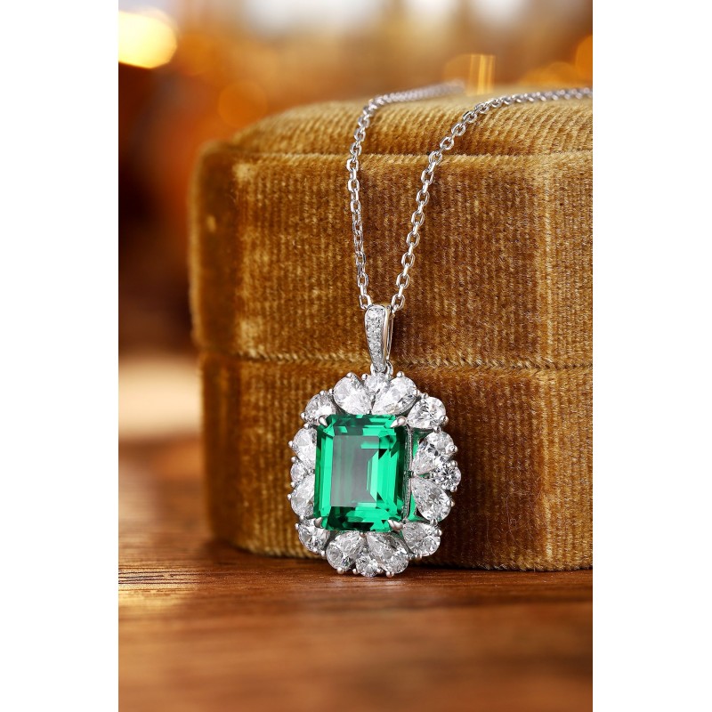 Ruif Jewelry Classic Design S925 Silver 4.38ct Lab Grown Emerald Pendant Necklace Gemstone Jewelry Ruif Jewelry Classic Design S925 Silver 4.38ct Lab Grown Emerald Pendant Necklace Gemstone Jewelry