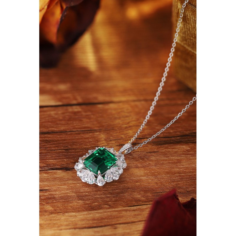 Ruif Jewelry Classic Design S925 Silver 4.38ct Lab Grown Emerald Pendant Necklace Gemstone Jewelry Ruif Jewelry Classic Design S925 Silver 4.38ct Lab Grown Emerald Pendant Necklace Gemstone Jewelry