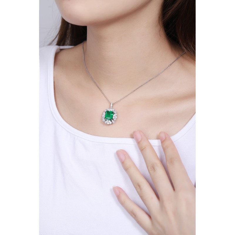 Ruif Jewelry Classic Design S925 Silver 4.38ct Lab Grown Emerald Pendant Necklace Gemstone Jewelry Ruif Jewelry Classic Design S925 Silver 4.38ct Lab Grown Emerald Pendant Necklace Gemstone Jewelry