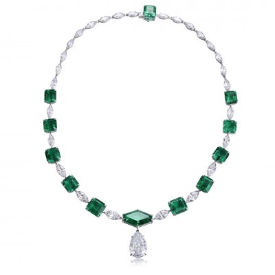Ruif Jewelry Classic Design Green S925 Silver 61.68ct Lab Grown Emerald Pendant Necklace Gemstone Jewelry