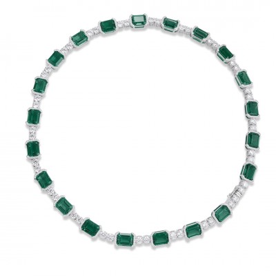 Ruif Jewelry Classic Design Green S925 Silver 46.67ct Lab Grown Emerald Luxury Necklace Gemstone Jewelry