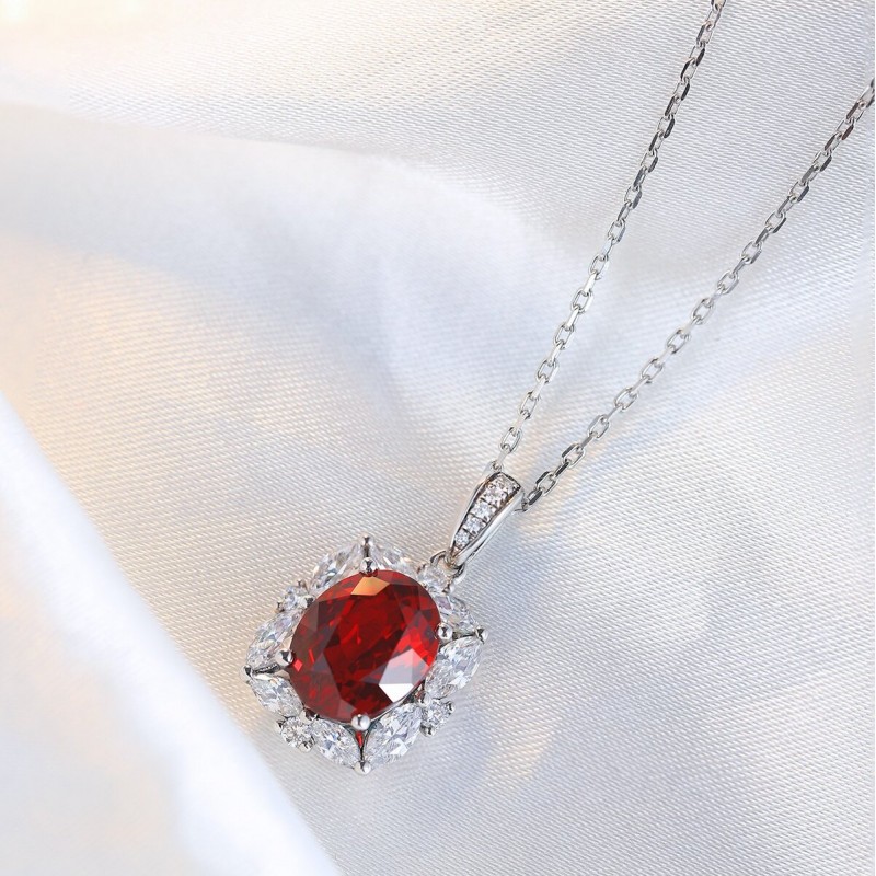 Ruif Jewelry Classic Design S925 Silver 3.63ct Lab Grown Ruby Pendant Necklace Gemstone Jewelry Ruif Jewelry Classic Design S925 Silver 3.63ct Lab Grown Ruby Pendant Necklace Gemstone Jewelry