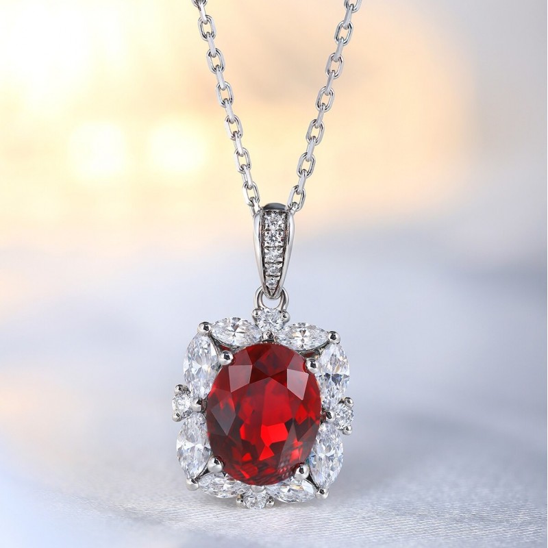 Ruif Jewelry Classic Design S925 Silver 3.63ct Lab Grown Ruby Pendant Necklace Gemstone Jewelry Ruif Jewelry Classic Design S925 Silver 3.63ct Lab Grown Ruby Pendant Necklace Gemstone Jewelry