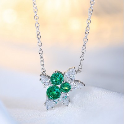 Ruif Jewelry Classic Design S925 Silver 1.03ct Lab Grown Emerald And Ruby Pendant Necklace Gemstone Jewelry