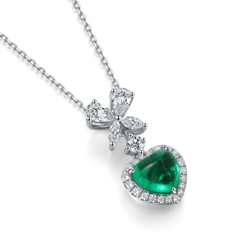 Ruif Jewelry Classic Design S925 Silver 1.39ct Lab Grown Emerald Pendant Necklace Gemstone Jewelry