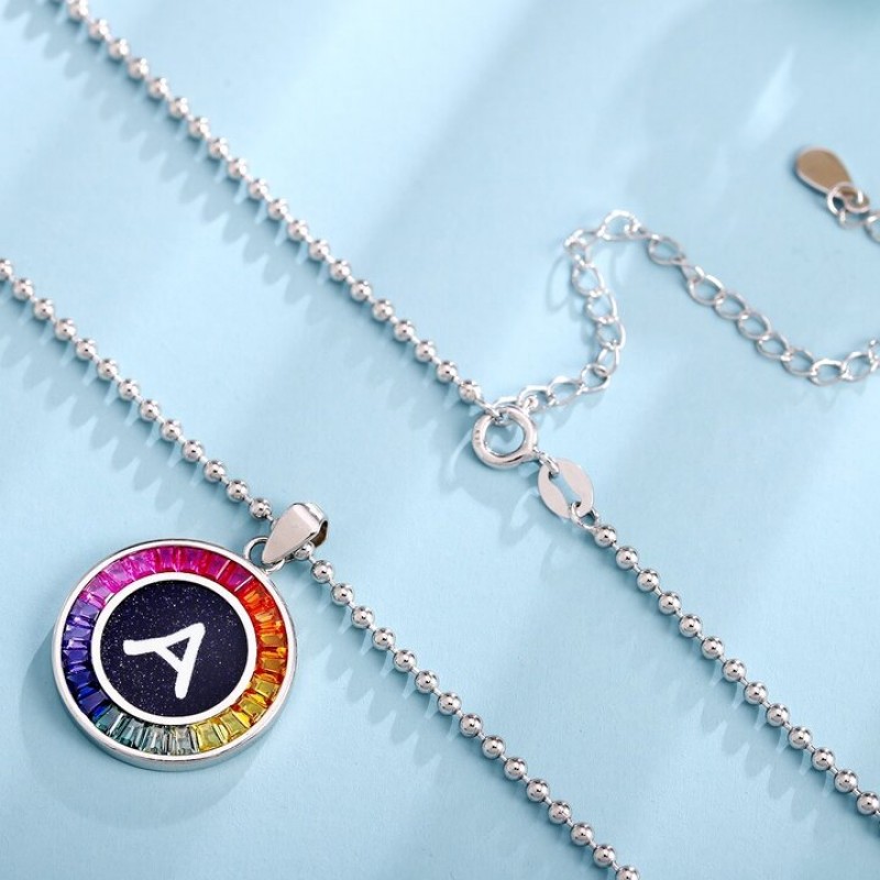 Ruif Jewelry Classic Design S925 Silver Rainbow Color Lab Grown Sapphire Pendant Necklace Gemstone Jewelry Ruif Jewelry Classic Design S925 Silver Rainbow Color Lab Grown Sapphire Pendant Necklace Gemstone Jewelry