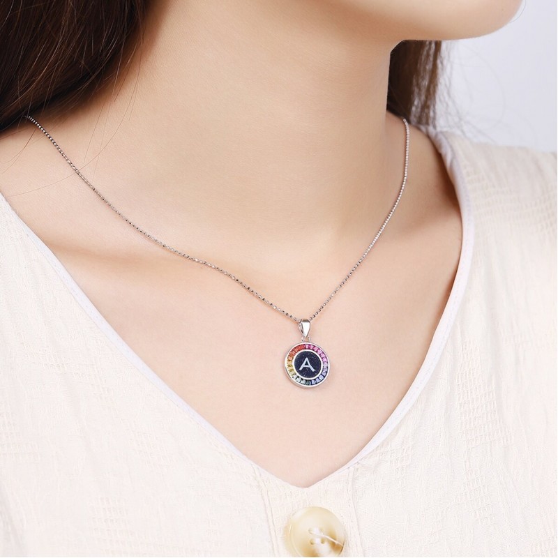 Ruif Jewelry Classic Design S925 Silver Rainbow Color Lab Grown Sapphire Pendant Necklace Gemstone Jewelry Ruif Jewelry Classic Design S925 Silver Rainbow Color Lab Grown Sapphire Pendant Necklace Gemstone Jewelry