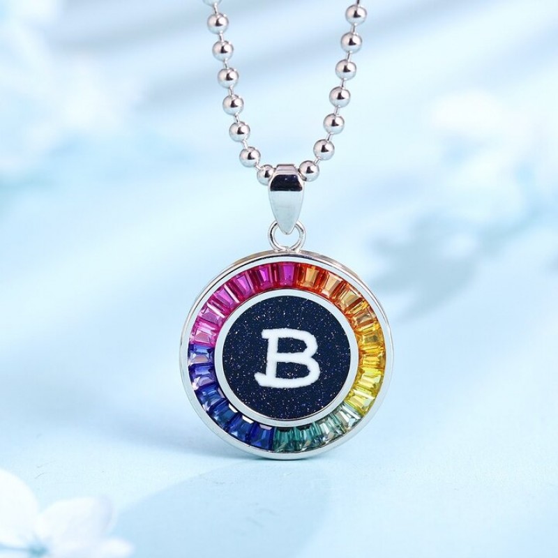Ruif Jewelry Classic Design S925 Silver Rainbow Color Lab Grown Sapphire Pendant Necklace Gemstone Jewelry Ruif Jewelry Classic Design S925 Silver Rainbow Color Lab Grown Sapphire Pendant Necklace Gemstone Jewelry